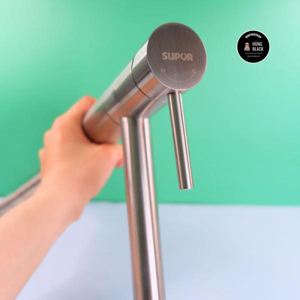 Vòi lavabo SUPOR 252907-02-LS inox 304 nóng lạnh, vòi rửa mặt 30cm, vòi xoay 360 độ