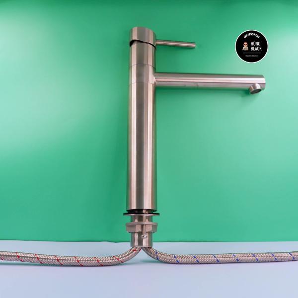Vòi lavabo SUPOR 252907-02-LS inox 304 nóng lạnh, vòi rửa mặt 30cm, vòi xoay 360 độ