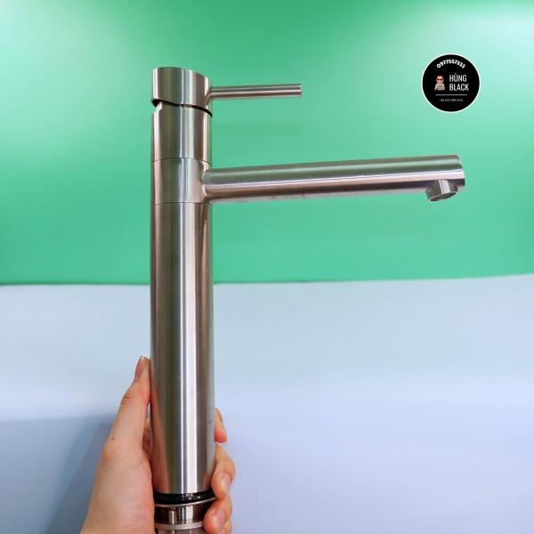 Vòi lavabo SUPOR 252907-02-LS inox 304 nóng lạnh, vòi rửa mặt 30cm, vòi xoay 360 độ