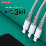 Cáp sạc nhanh 3 đầu cổng C DRAPOW CX03 ( Type-C to C + C + L ) mỗi cổng công suất 12W