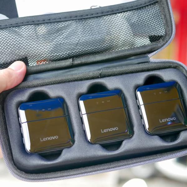 Micro không dây âm thanh nổi Lenovo MC550 dùng để ghi hình DSLR, IOS, Android, PC, phát trực tiếp, phỏng vấn, Pin 300 mAh ( 1 bộ Gồm 2 mic + 1 đầu thu )