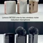 Micro không dây âm thanh nổi Lenovo MC550 dùng để ghi hình DSLR, IOS, Android, PC, phát trực tiếp, phỏng vấn, Pin 300 mAh ( 1 bộ Gồm 2 mic + 1 đầu thu )