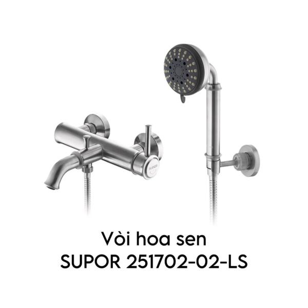 BỘ VÒI TẮM HOA SEN INOX SUPOR 251702-02-LS nóng lạnh