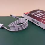 Cáp sạc nhanh 3 đầu cổng C DRAPOW CX03 ( Type-C to C + C + L ) mỗi cổng công suất 12W