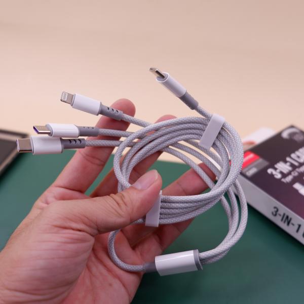 Cáp sạc nhanh 3 đầu cổng C DRAPOW CX03 ( Type-C to C + C + L ) mỗi cổng công suất 12W