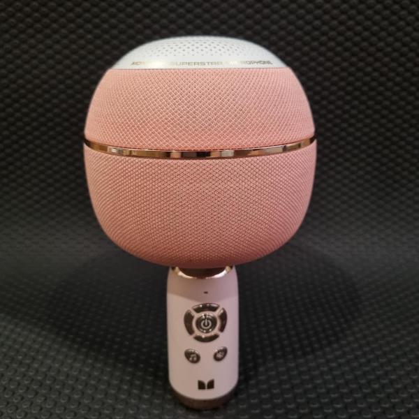 Micro Karaoke kèm Loa hãng Monster M97 (Mỹ ), 26W,Bluetooth 5.0,TWS kết nối 2 mic - Phiên bản mầu hồng